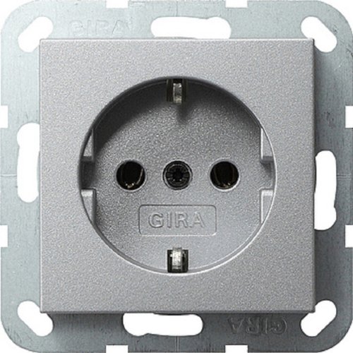 Розетка с заземлением без рамки Gira System55 1-м. 16А алюминий картинка